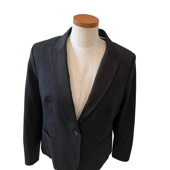 Banana Republic Tailored Cotton Blazer Black 14 - Picture 2 of 6